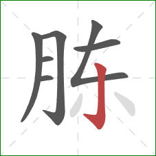 胨的笔顺第7画：竖钩