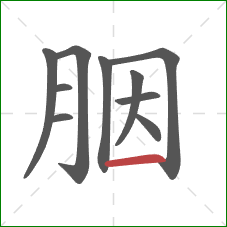 胭的笔顺第10画：横