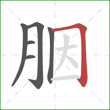 胭的笔顺第6画：横折