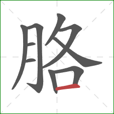 胳的笔顺第10画：横