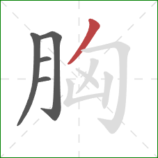 胸的笔顺第5画：撇