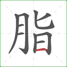 脂的笔顺第10画：横