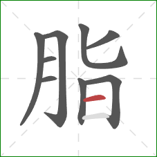 脂的笔顺第9画：横