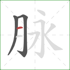 脉的笔顺第3画：横