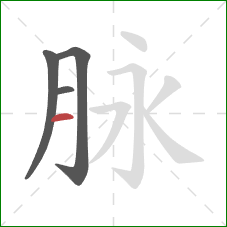 脉的笔顺第4画：横