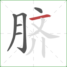 脐的笔顺第6画：横