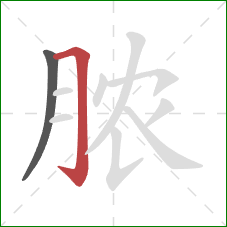 脓的笔顺第2画：横折钩