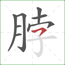 脖的笔顺第9画：横撇