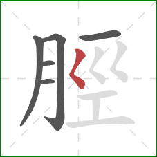 脛的笔顺第6画：撇点