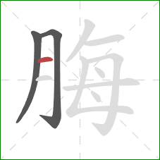 脢的笔顺第3画：横