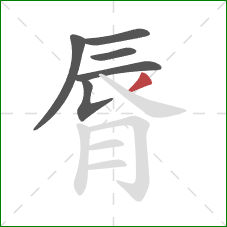 脣的笔顺第6画：撇