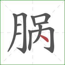 脶的笔顺第11画：点