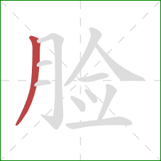 脸的笔顺第1画：撇