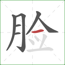 脸的笔顺第7画：横