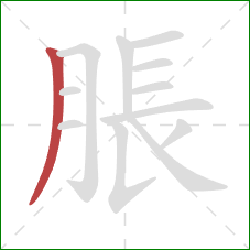 脹的笔顺第1画：撇