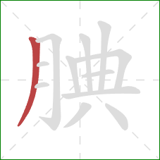 腆的笔顺第1画：撇