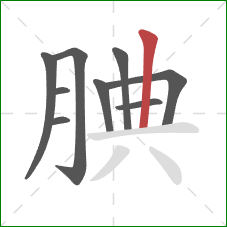 腆的笔顺第9画：竖