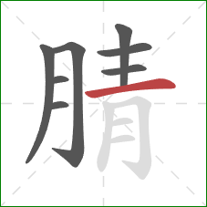 腈的笔顺第8画:横 腈的笔顺第8画:横