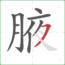 腋的笔顺第10画：横撇