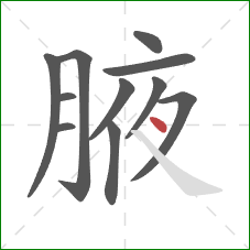 腋的笔顺第11画：点