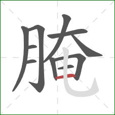 腌的笔顺第11画:横 腌的笔顺第11画:横