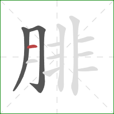 腓的笔顺第3画：横