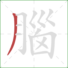 腦的笔顺第1画：撇