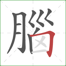 腦的笔顺第10画：横折