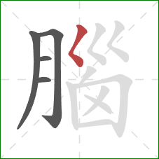 腦的笔顺第5画：撇点