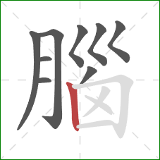 腦的笔顺第9画：竖