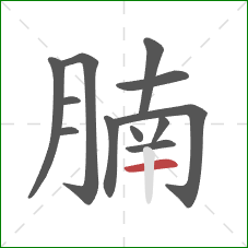 腩的笔顺第12画：横