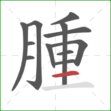 腫的笔顺第12画：竖