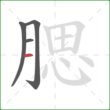 腮的笔顺第4画:横 腮的笔顺第4画:横