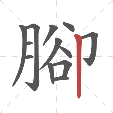 腳的笔顺第13画：竖