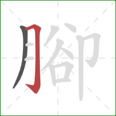 腳的笔顺第2画：横折钩