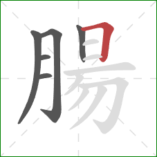 腸的笔顺第6画:横折 腸的笔顺第6画:横折