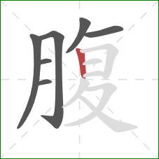 腹的笔顺第7画：竖