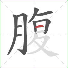 腹的笔顺第9画：横