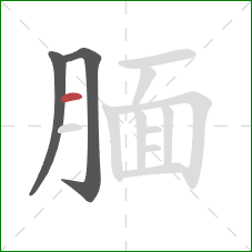 腼的笔顺第3画：横