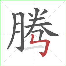 腾的笔顺第12画：竖折折钩