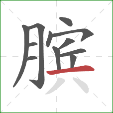 膑的笔顺第12画：横