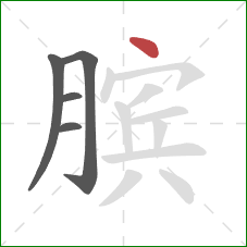 膑的笔顺第5画：点