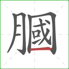 膕的笔顺第15画：横