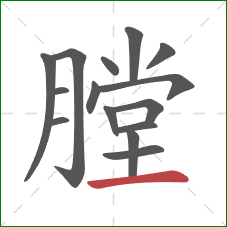 膛的笔顺第15画：横