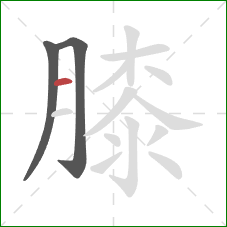 膝的笔顺第3画：横