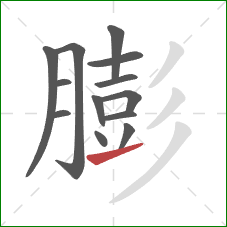 膨的笔顺第13画：提