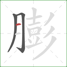 膨的笔顺第3画：横