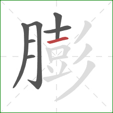 膨的笔顺第7画：横