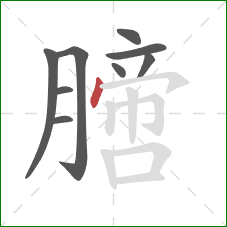 膪的笔顺第9画：点