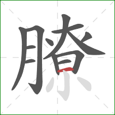 膫的笔顺第13画：横